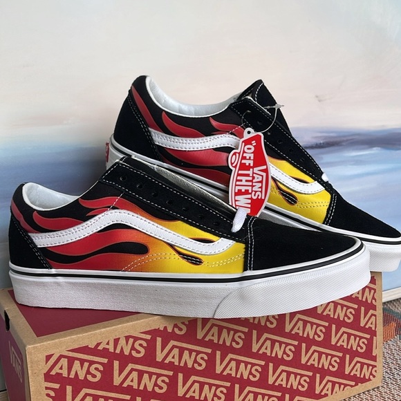 Vans Men’s Old Skool
(Flame) Black/Black/True White 
VN0A38G1PHN Sneakers - Picture 9 of 16